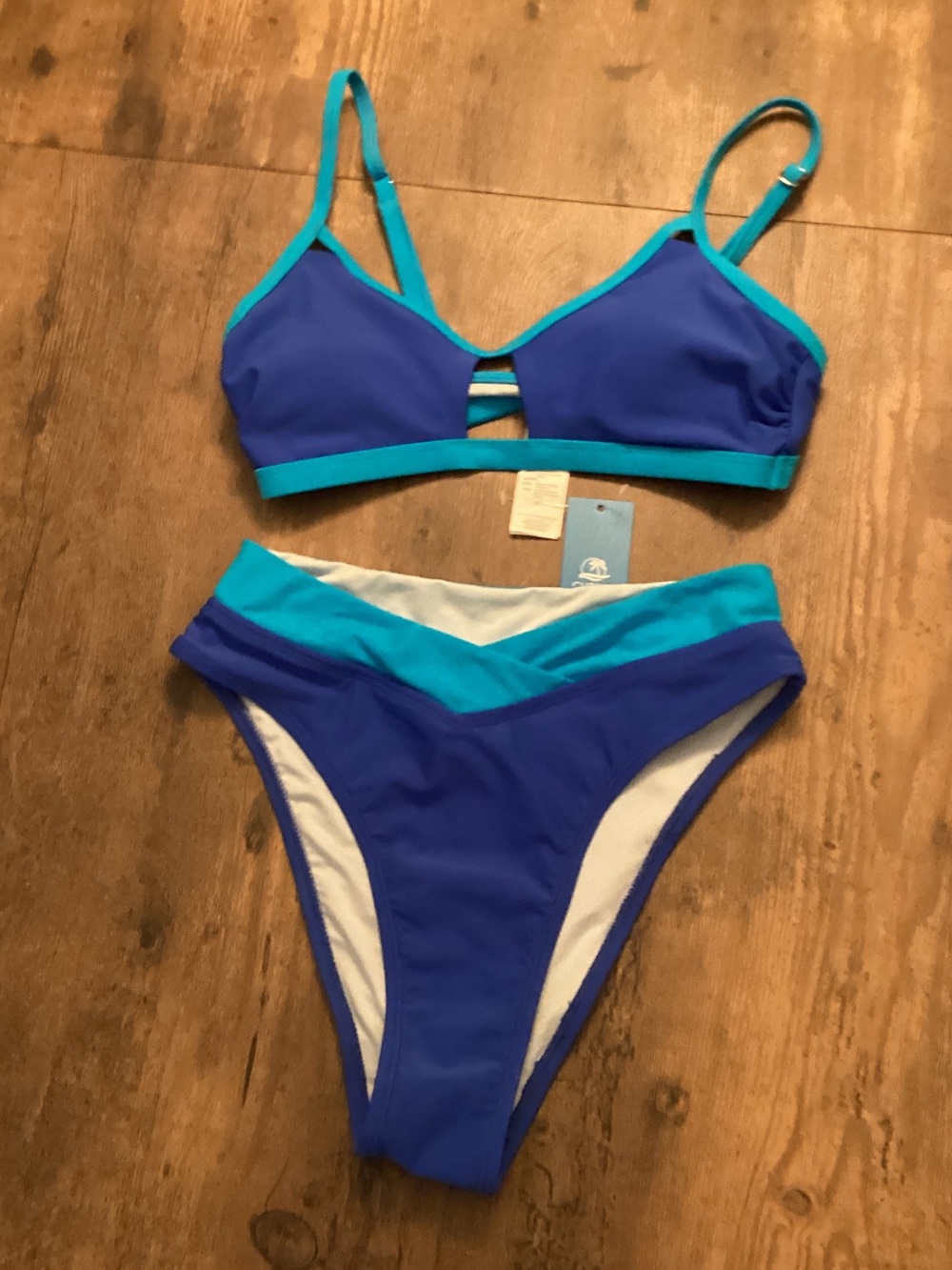 Cupshe Blue and Teal Two-Piece Bikini Set